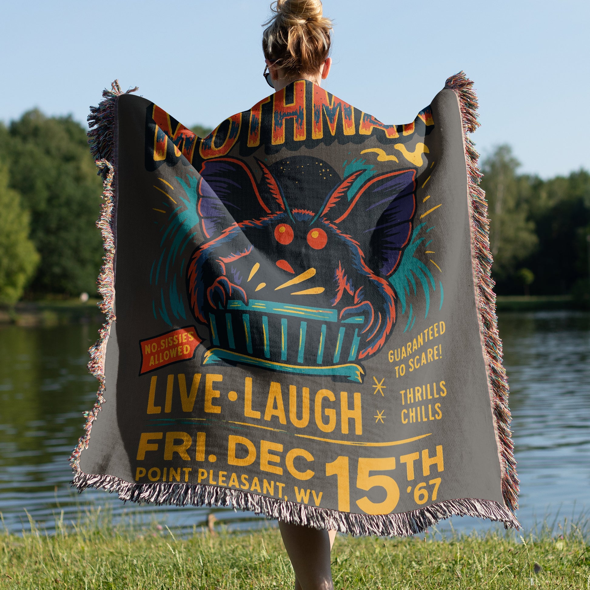 Mothman Live Laugh Illustrated Blanket product type