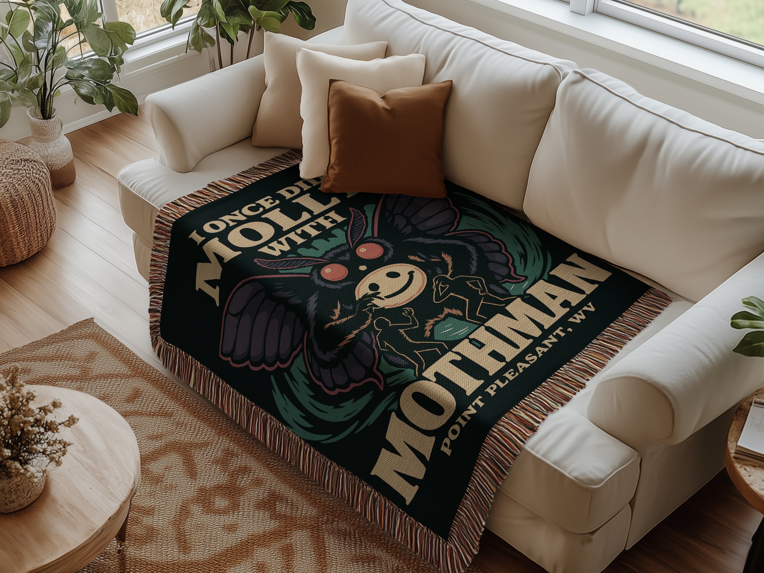 Once Danced With Mothman Throw Blanket product