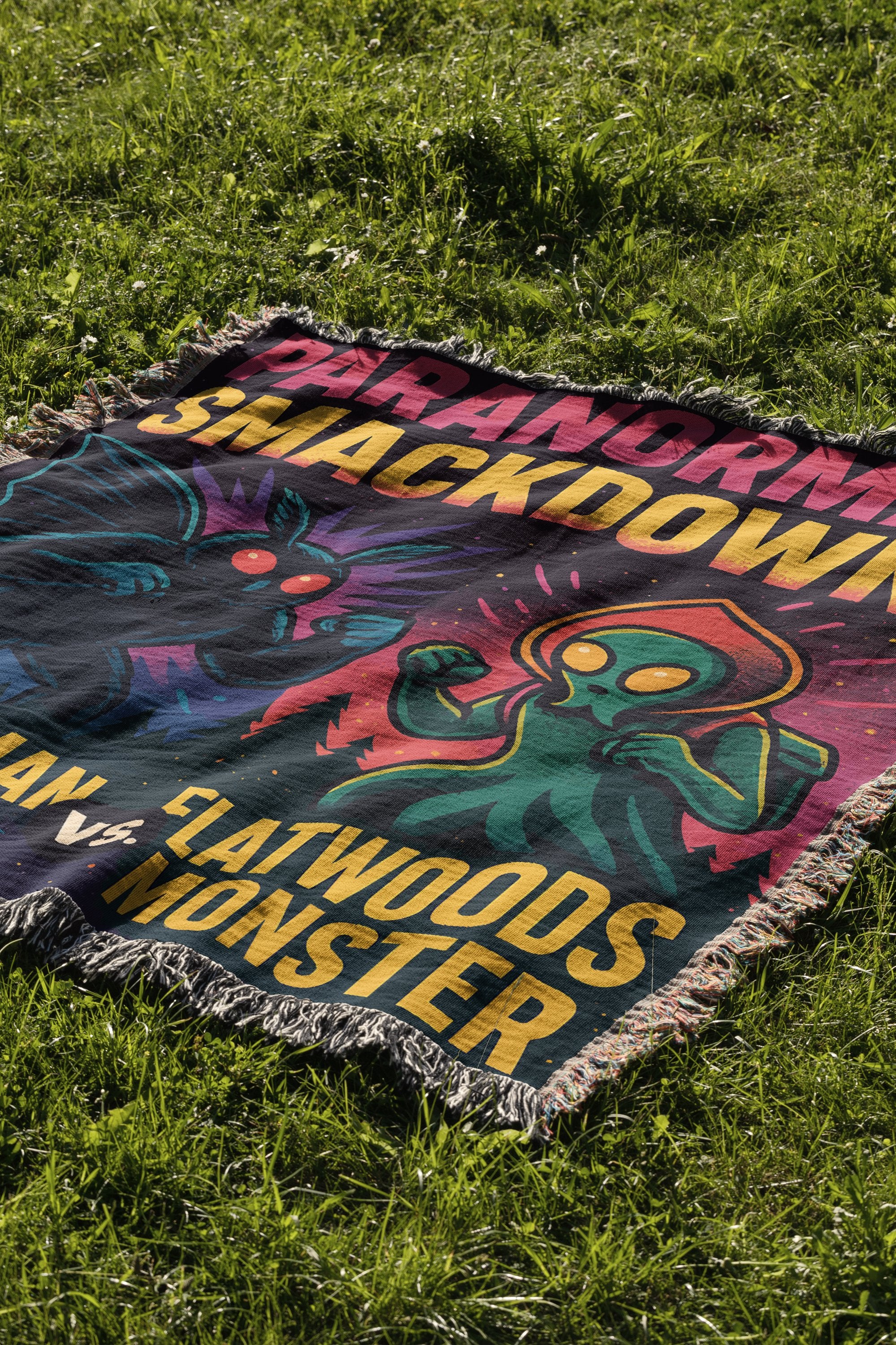 Paranormal Smackdown Shaw vs Flatwoods Monster blanket product