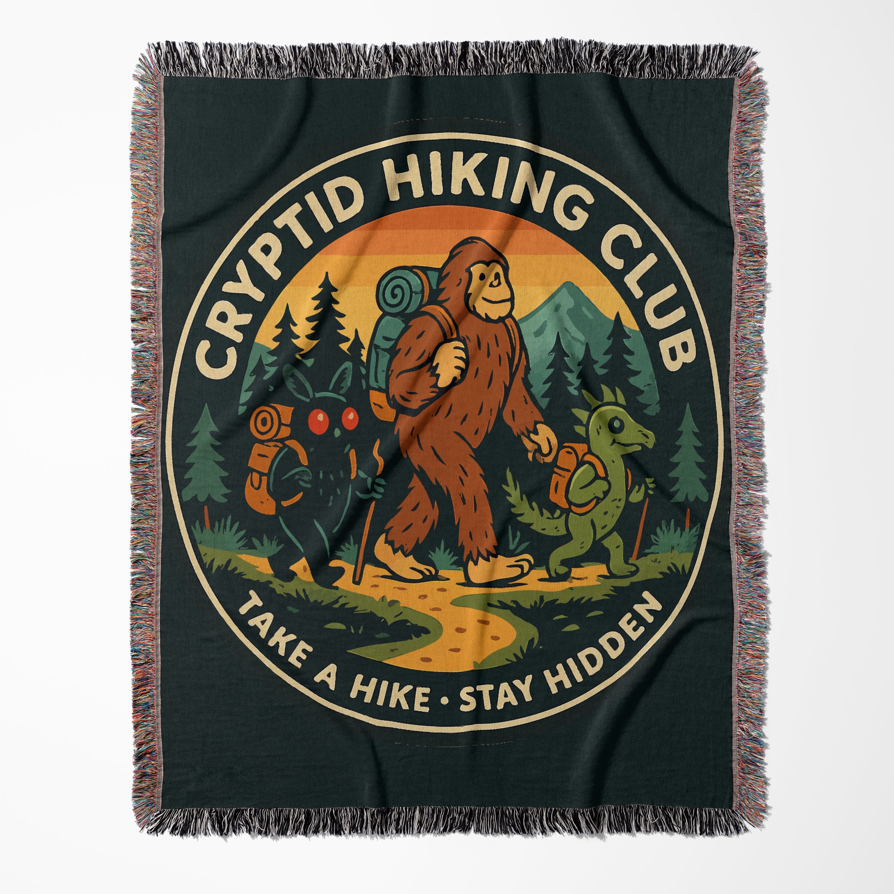 Cryptid Hiking Club Stay Hidden Design Blanket Product