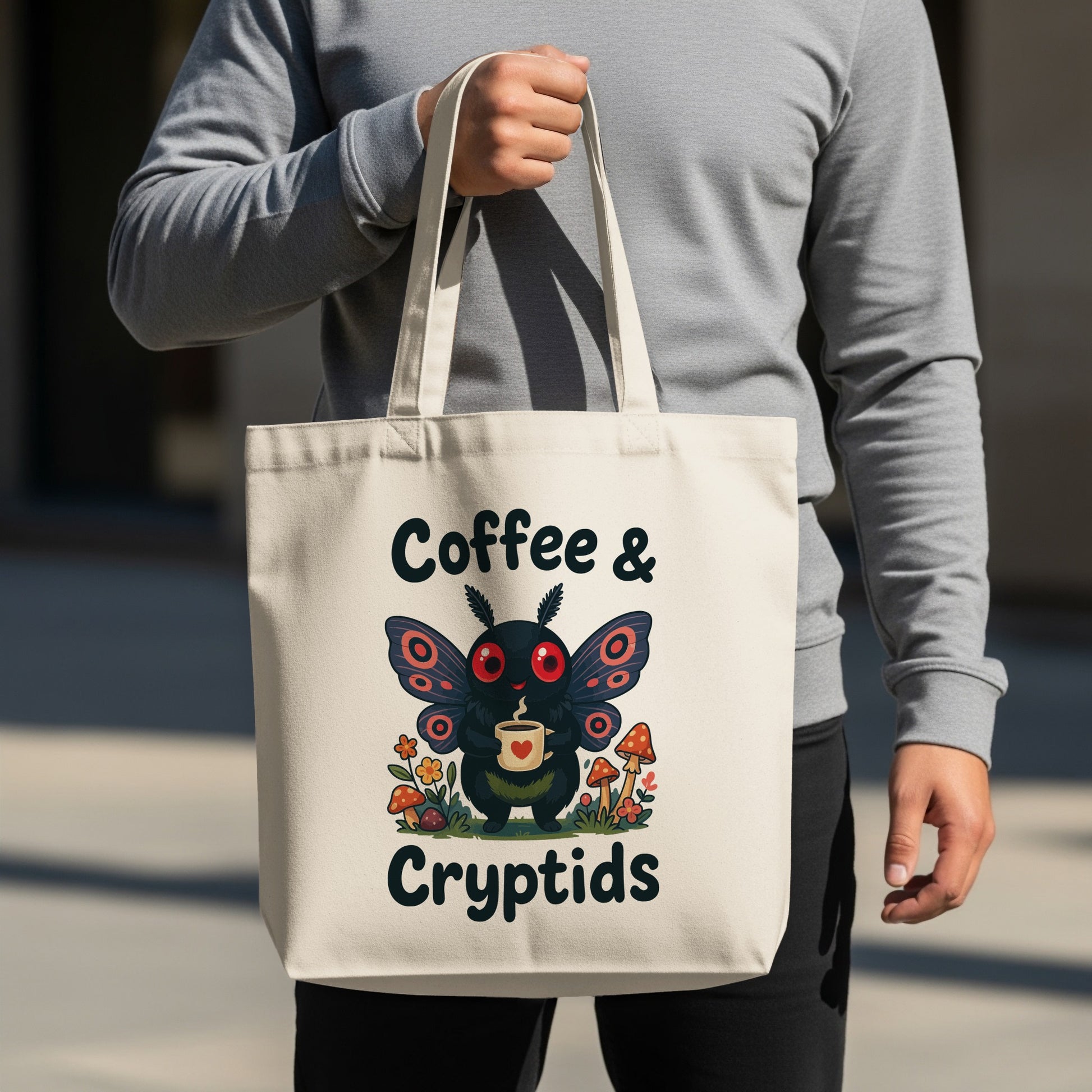Coffee and Cryptids Themed Tote Bag Product