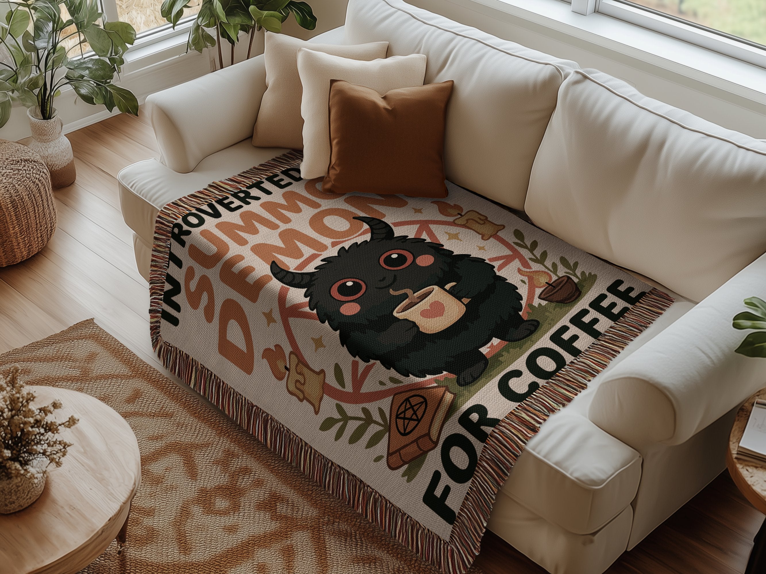 Introverted Coffee Loving Demon Couch Blanket product