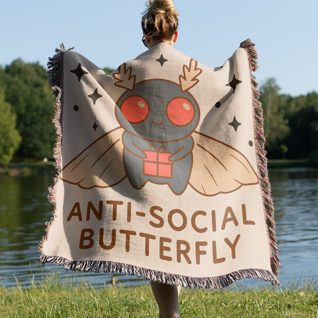 Anti-Social Butterfly Cute Cartoon Blanket product