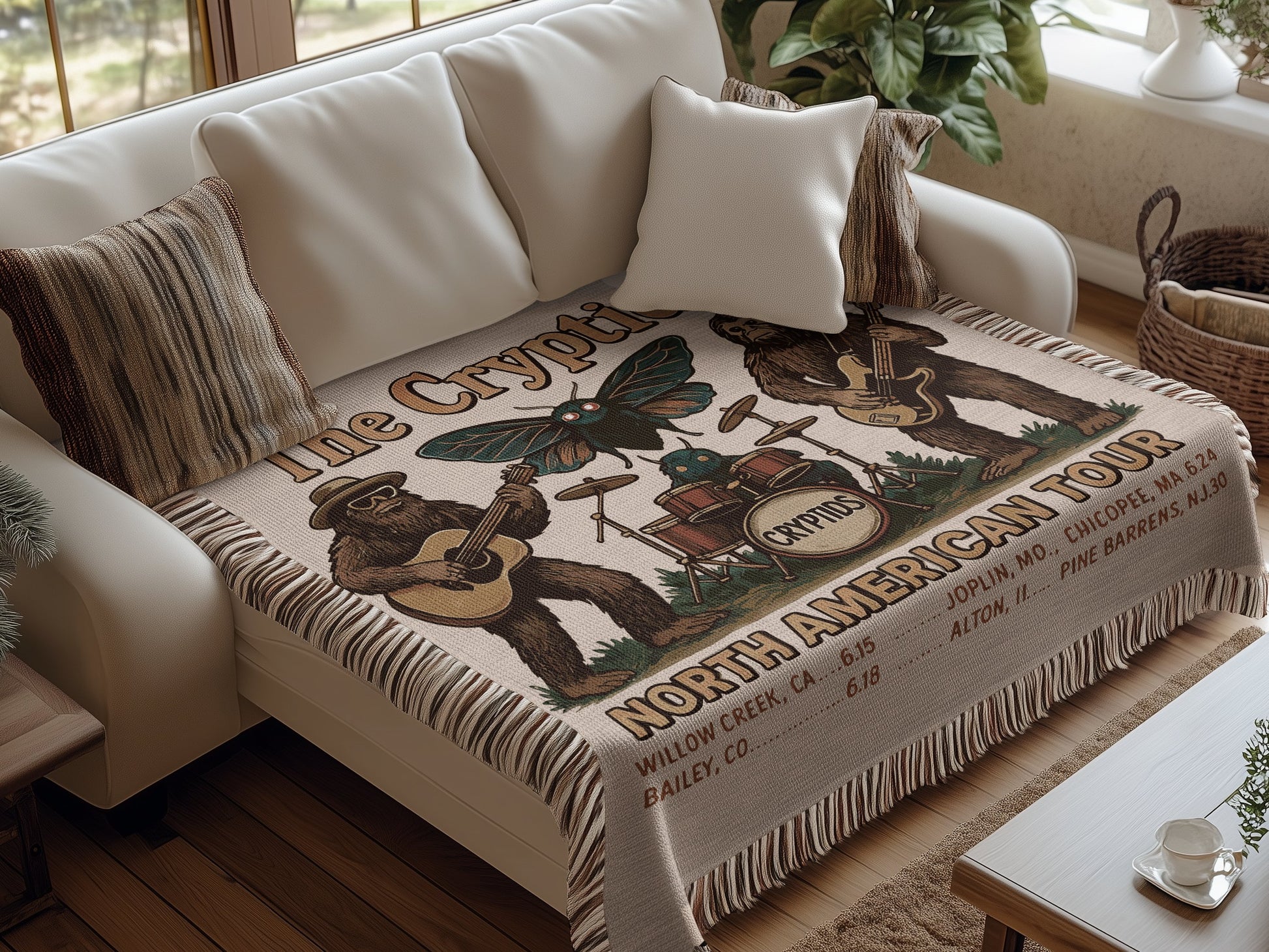 The Cryptids North American Tour Design Throw Blanket product type