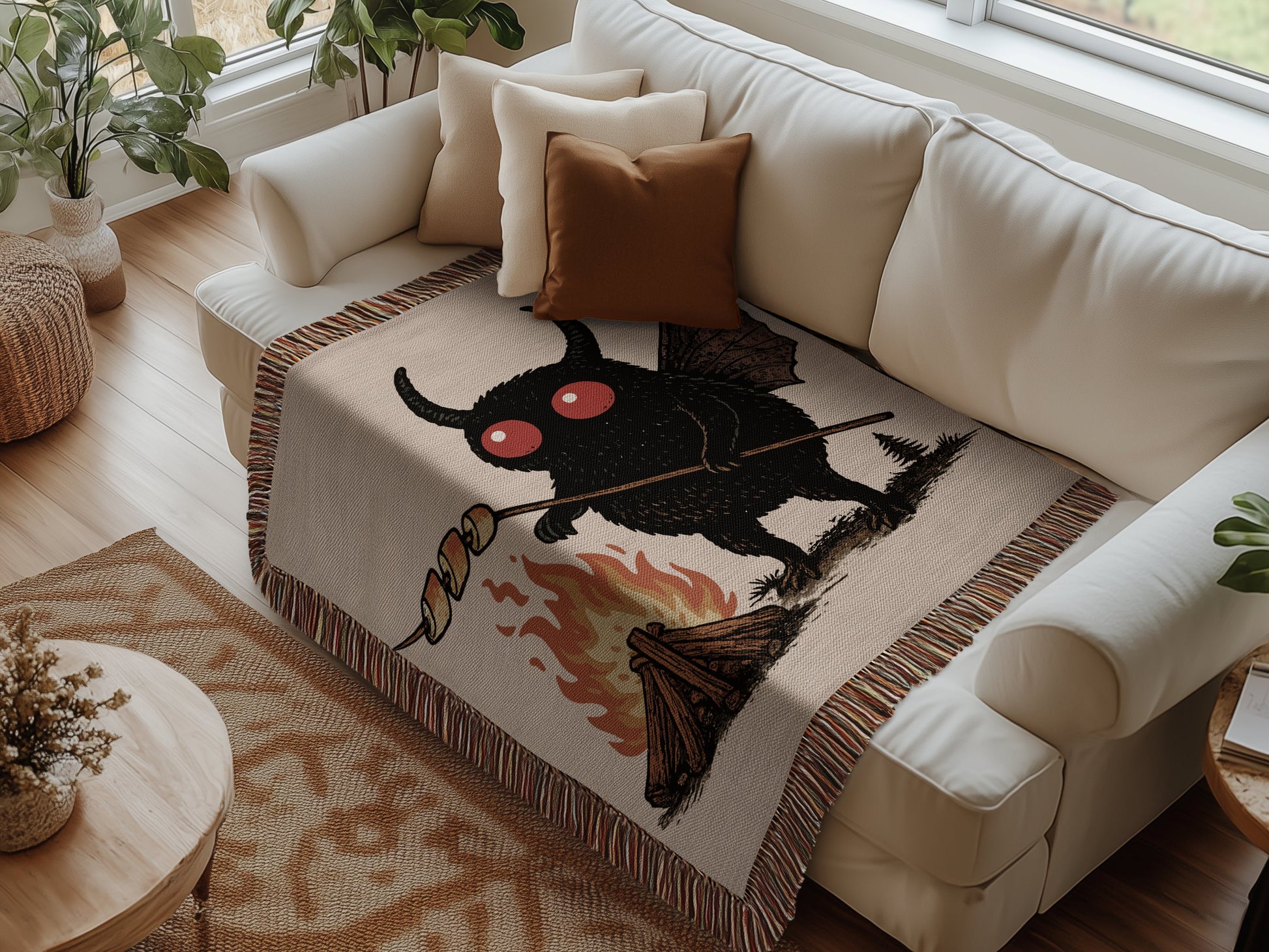 Cozy Blanket with Cute Demon by Campfire design product type