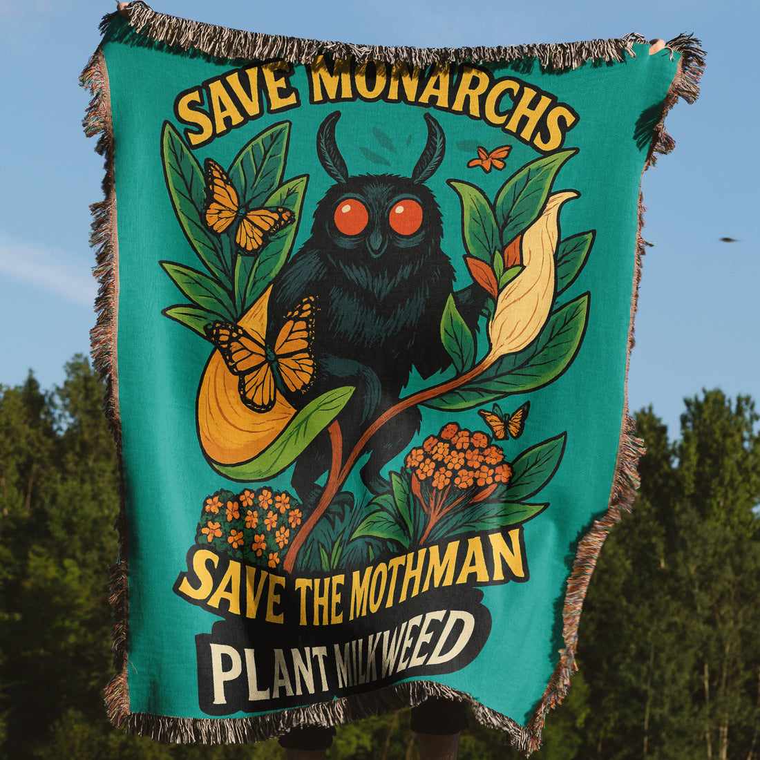 Save Monarchs and Mothman Plant Milkweed blanket product