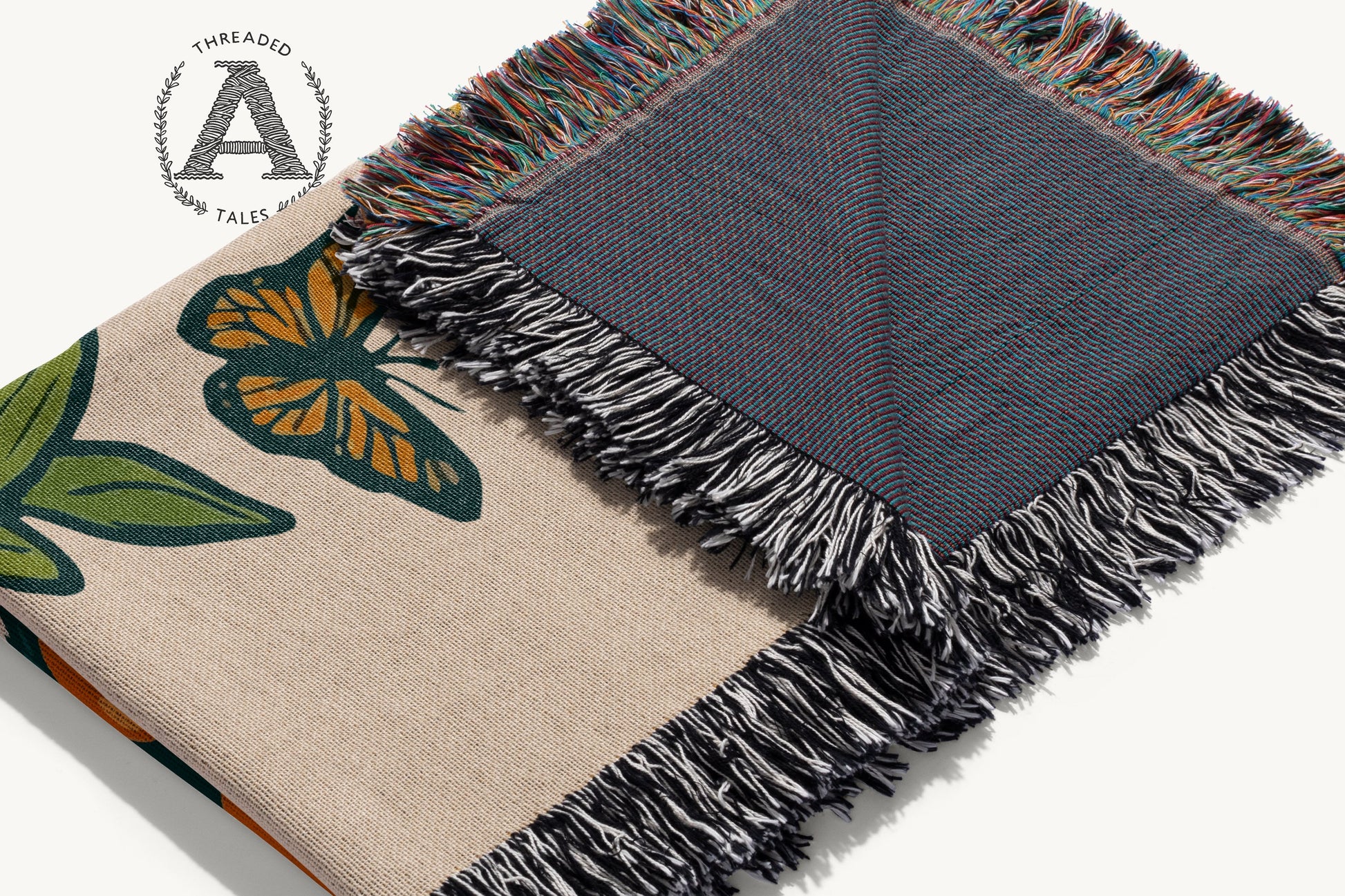 Vibrant Fringe Blanket With Butterfly Design product