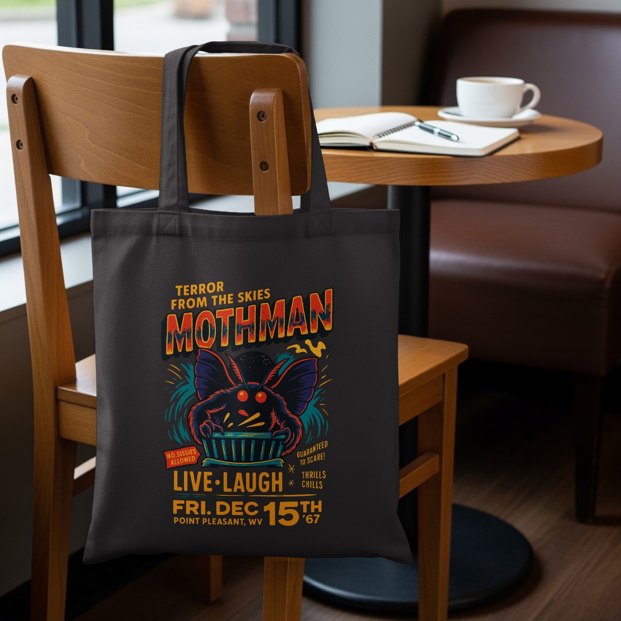Mothman Live Laugh Thrills Chills Canvas Tote Bag product type
