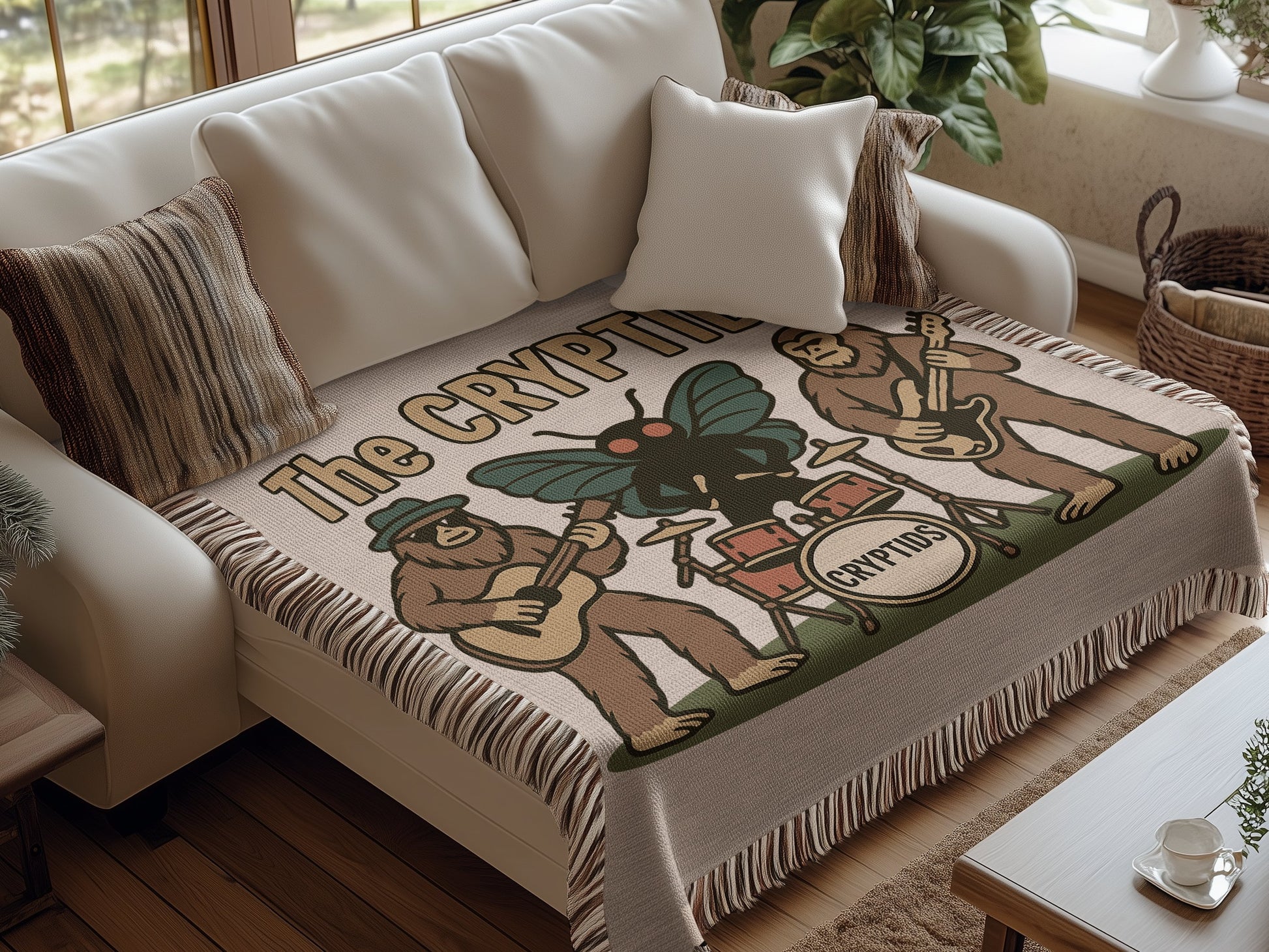 Cozy Cryptid Band Design Couch Throw Blanket product type