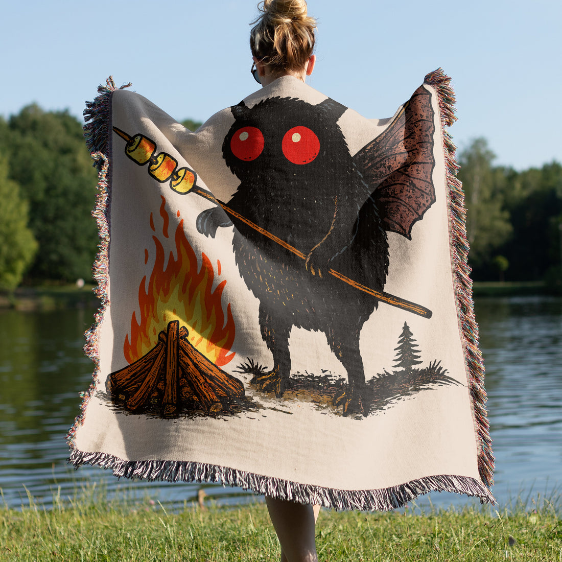 Monster Roasting Marshmallows Design Blanket product type