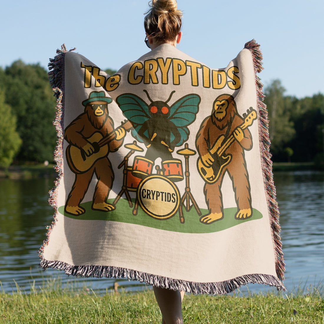 The Cryptids Band Graphic Woven Throw Blanket product