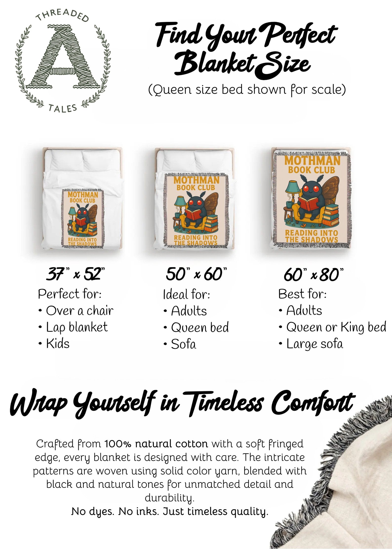 Threaded Tales Cozy Mothman Blanket Product