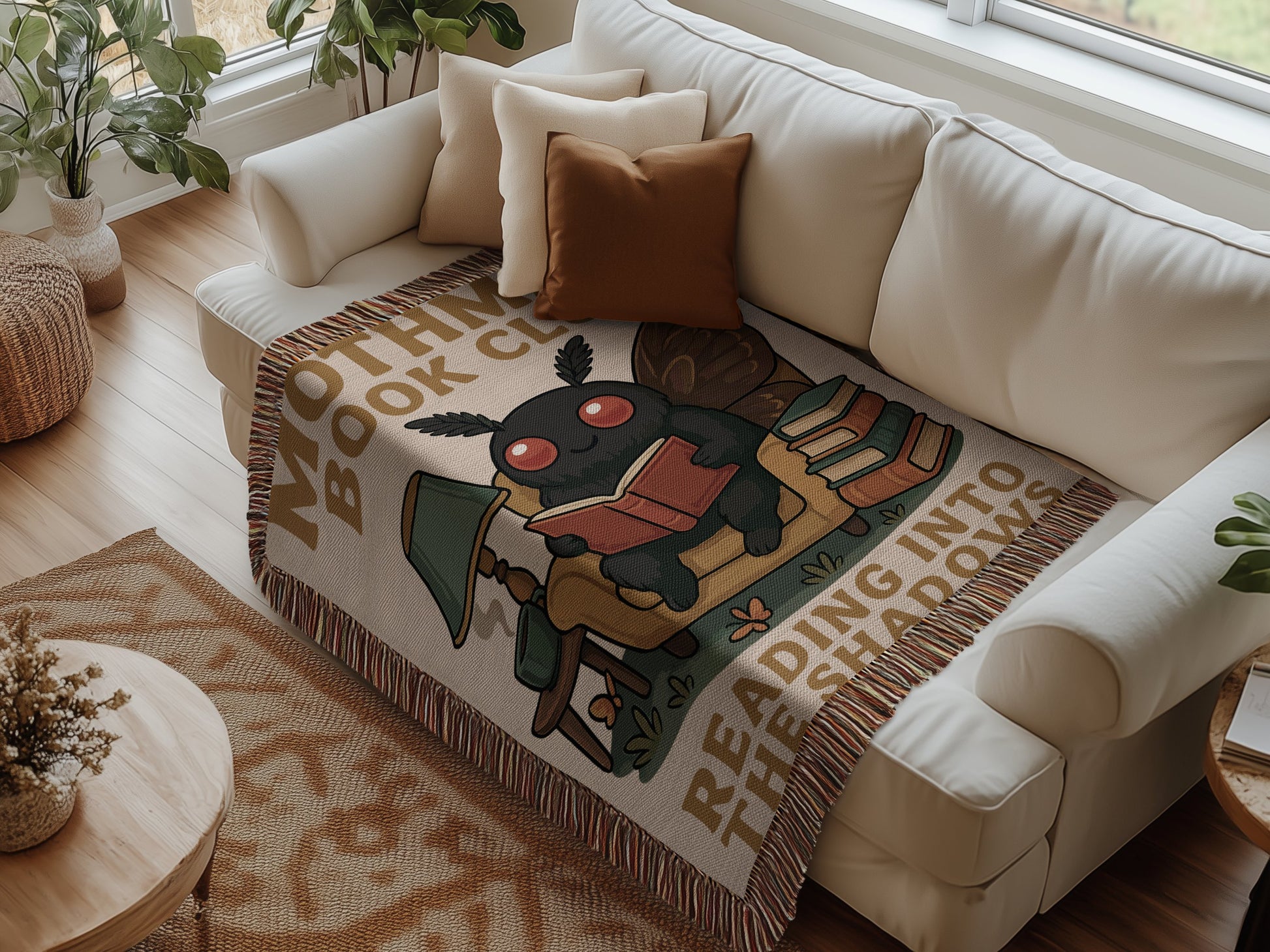 Mothman Book Club Reading Into The Darkness Throw Blanket product