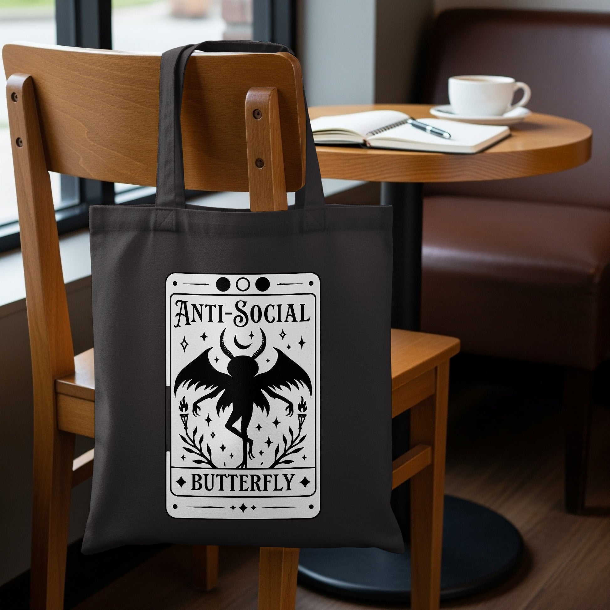 Anti-Social Butterfly Graphic Tote Bag product type