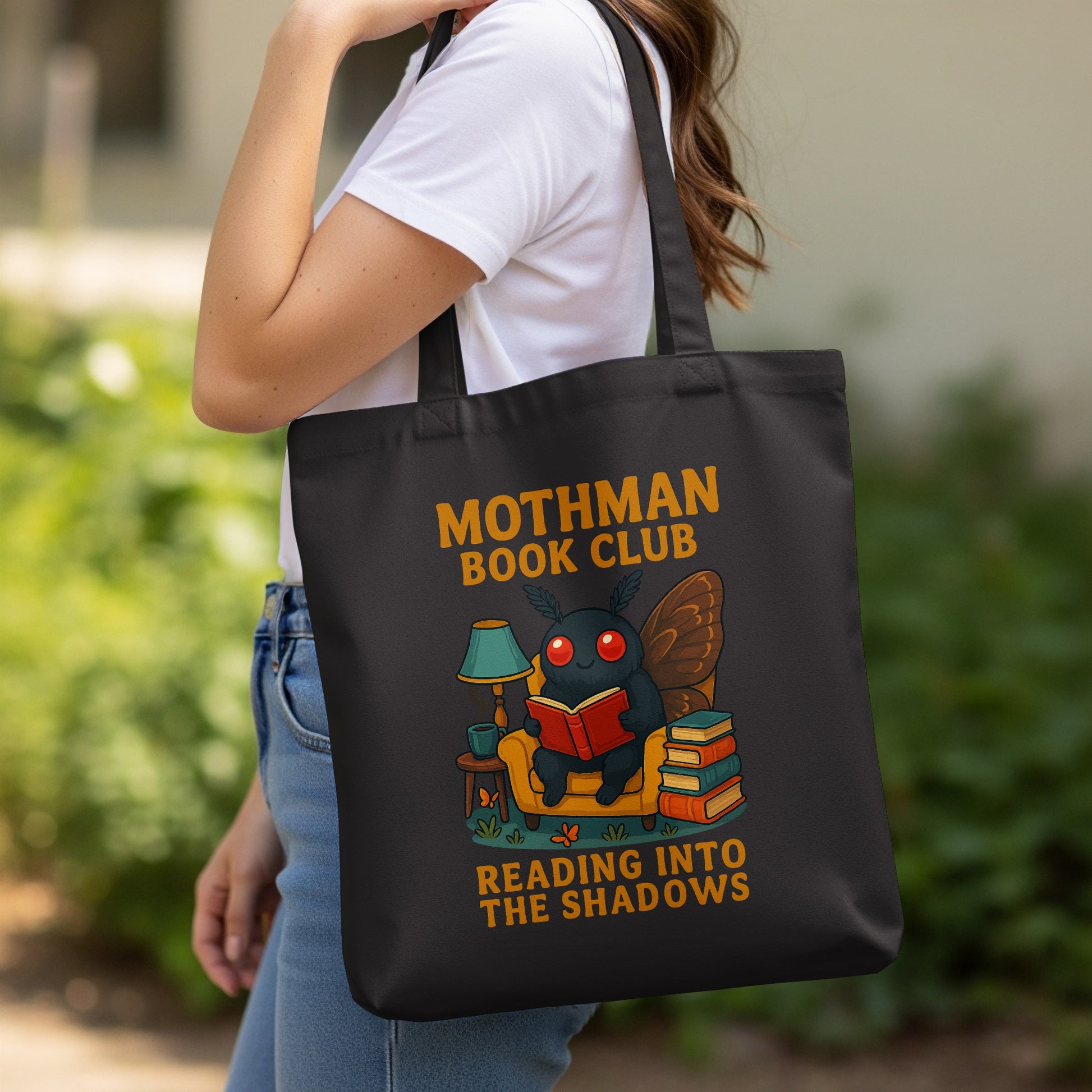 Mothman Book Club Reading Into The Shadows tote bag