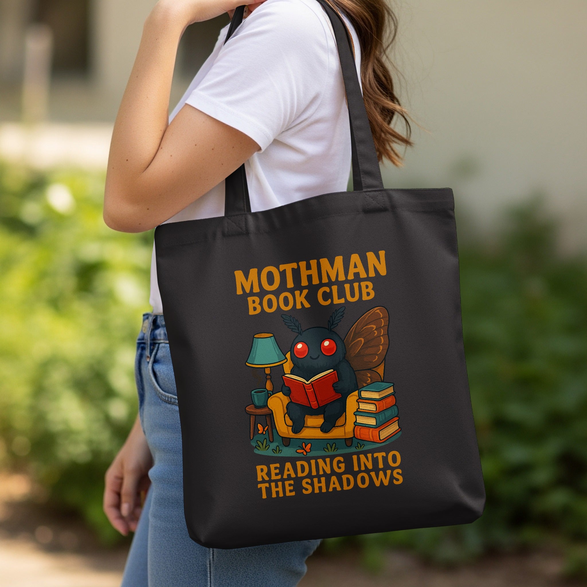 Mothman Book Club Reading Into The Shadows tote bag
