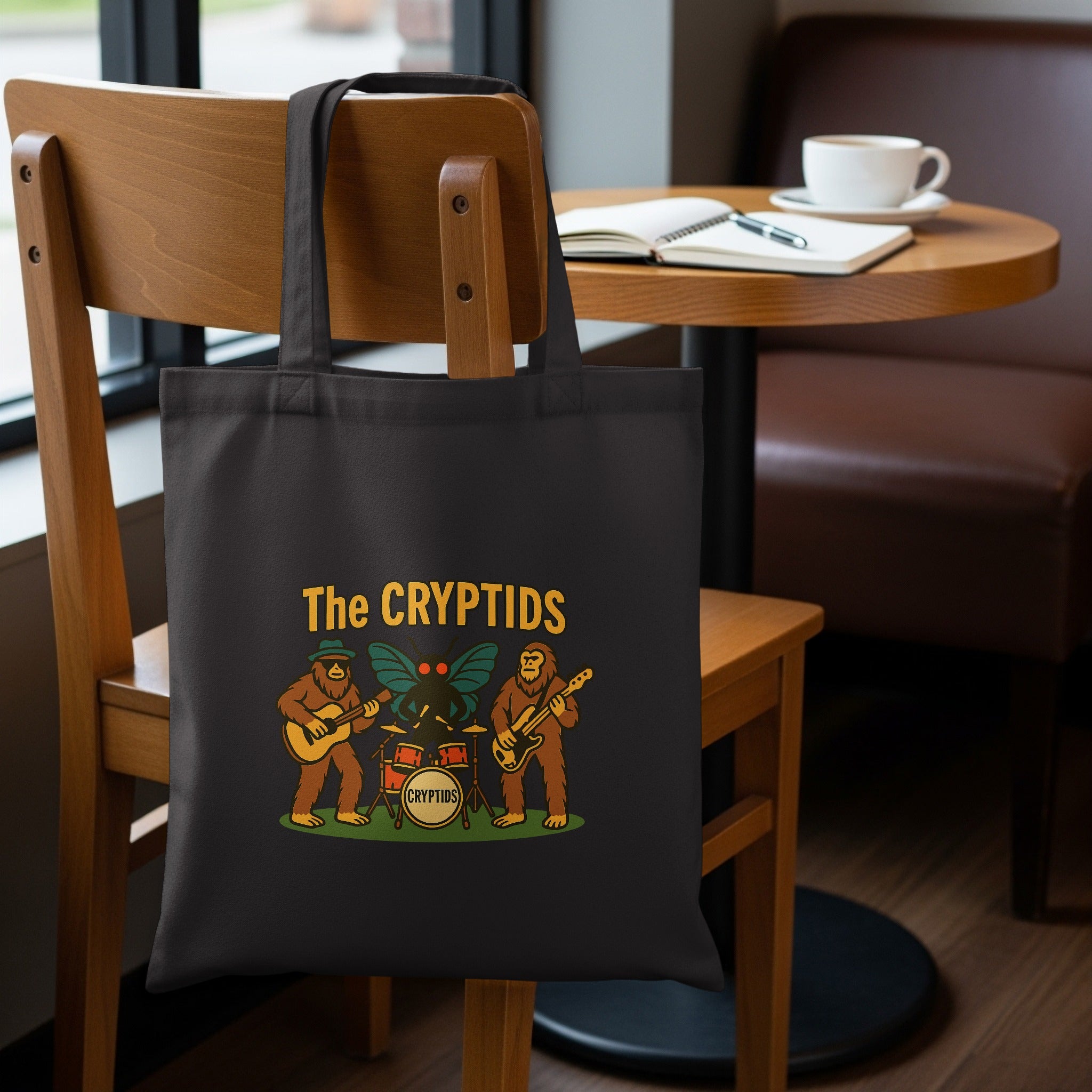 The Cryptids Band Graphic Black Tote Bag product type
