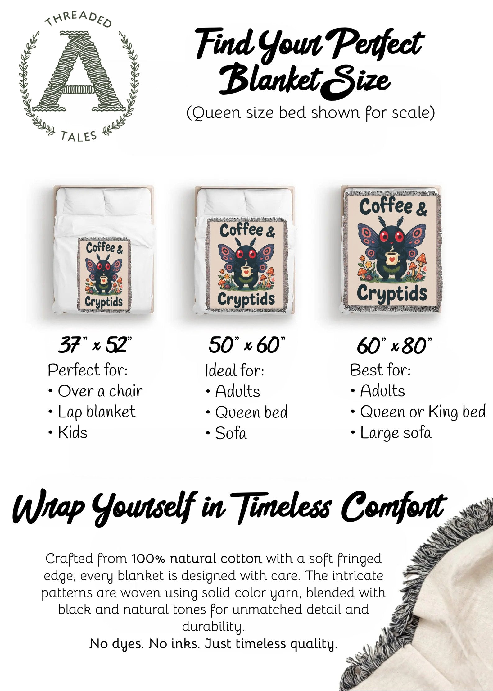 Cozy Coffee and Cryptids Themed Blanket product type