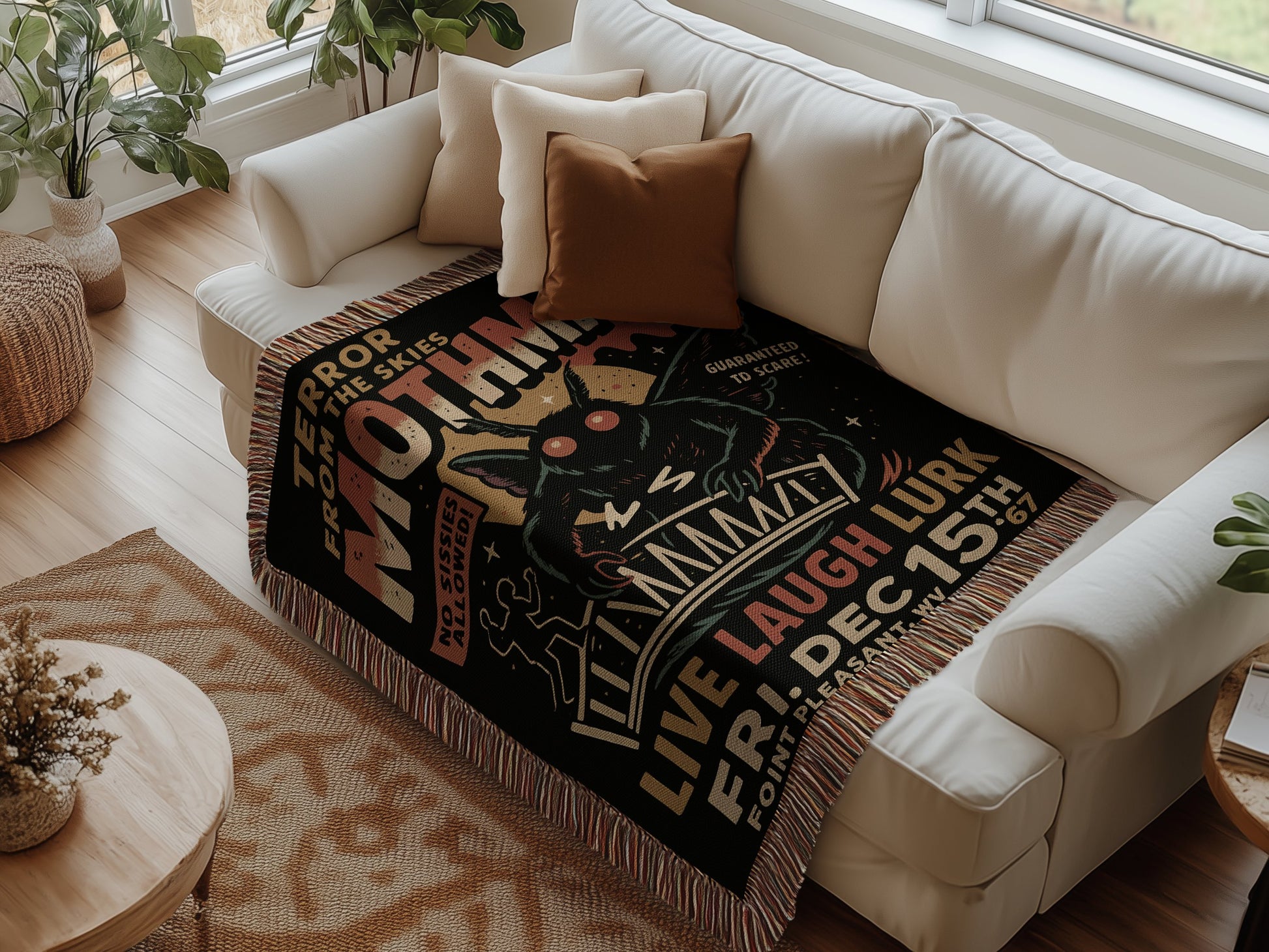 Live Laugh Lurk Horror Cat Throw Blanket product