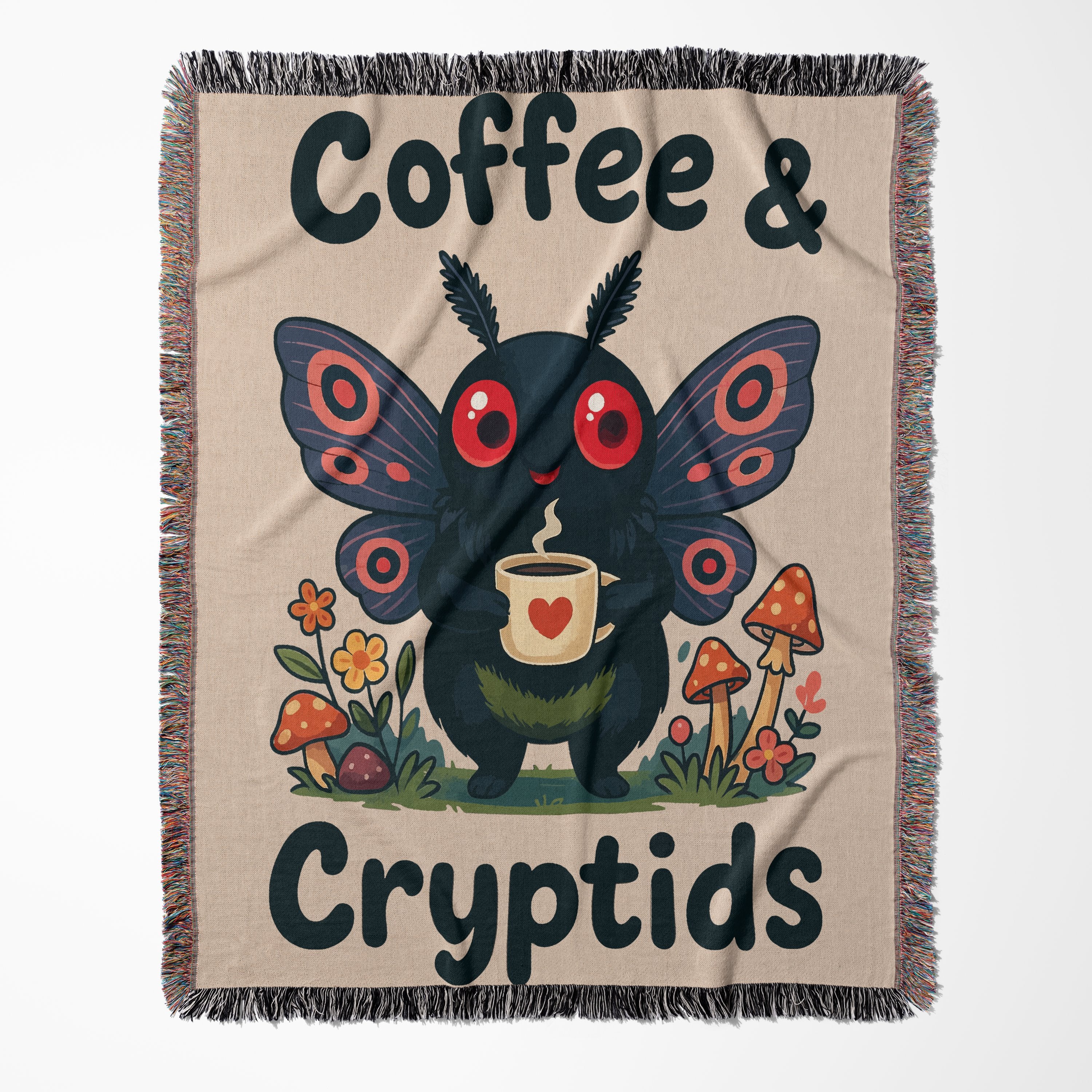 Coffee and Cryptids Cute Butterfly Art Blanket product