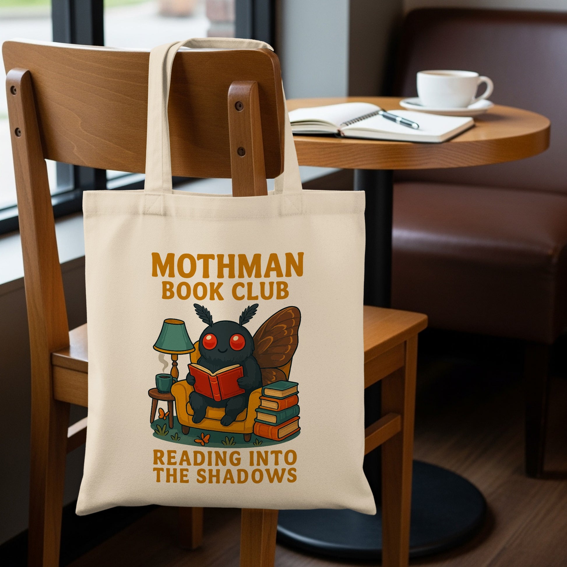Mothman Book Club Reading Into The Shadows tote bag product