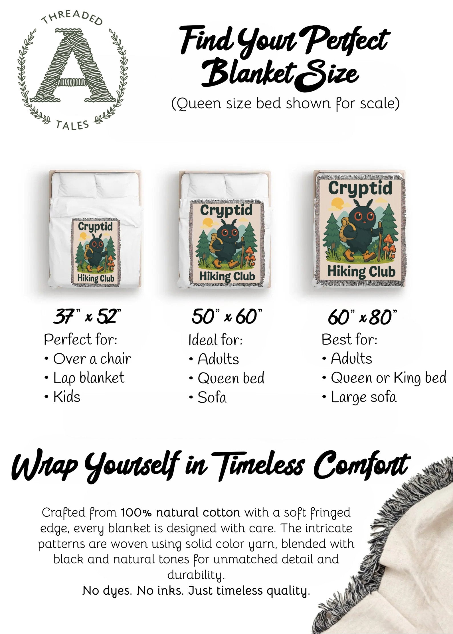 Cryptid Hiking Club Find Your Perfect Blanket Size product