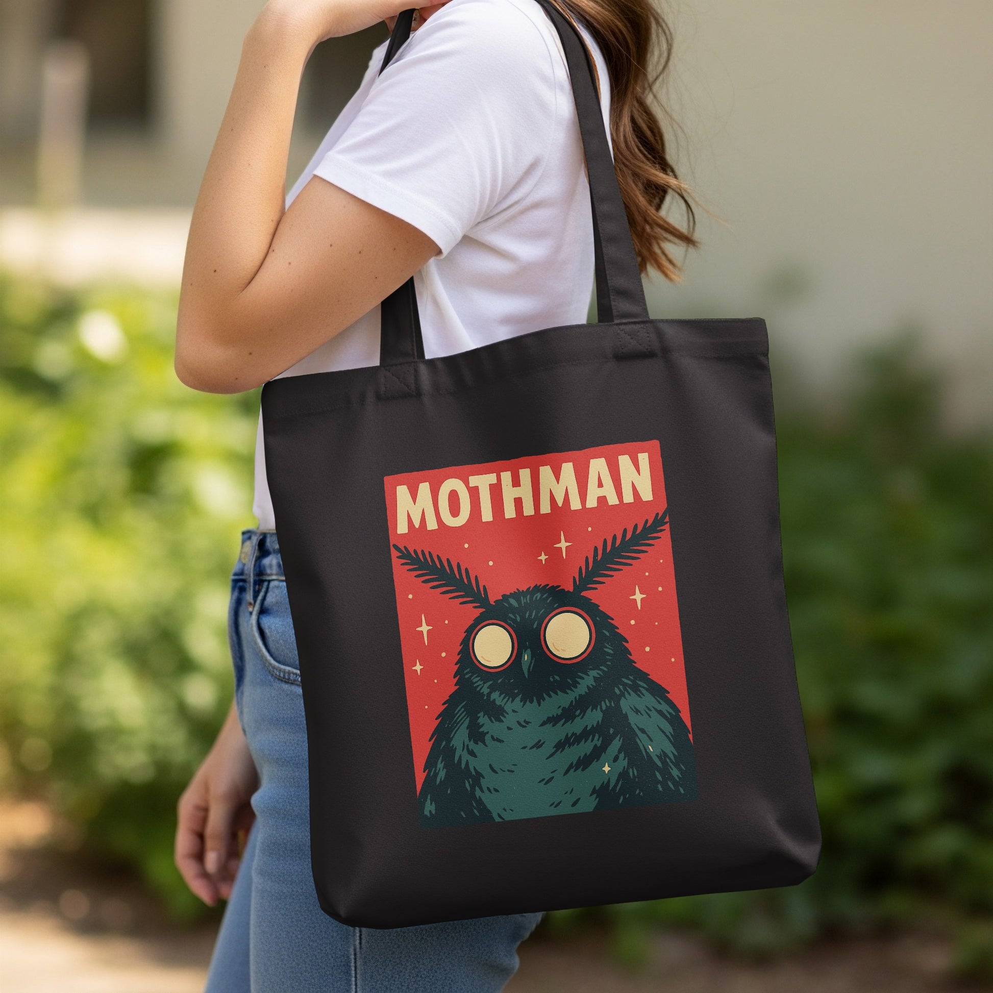 Mothman Graphic Tote Bag Vibrant Design Unique Product