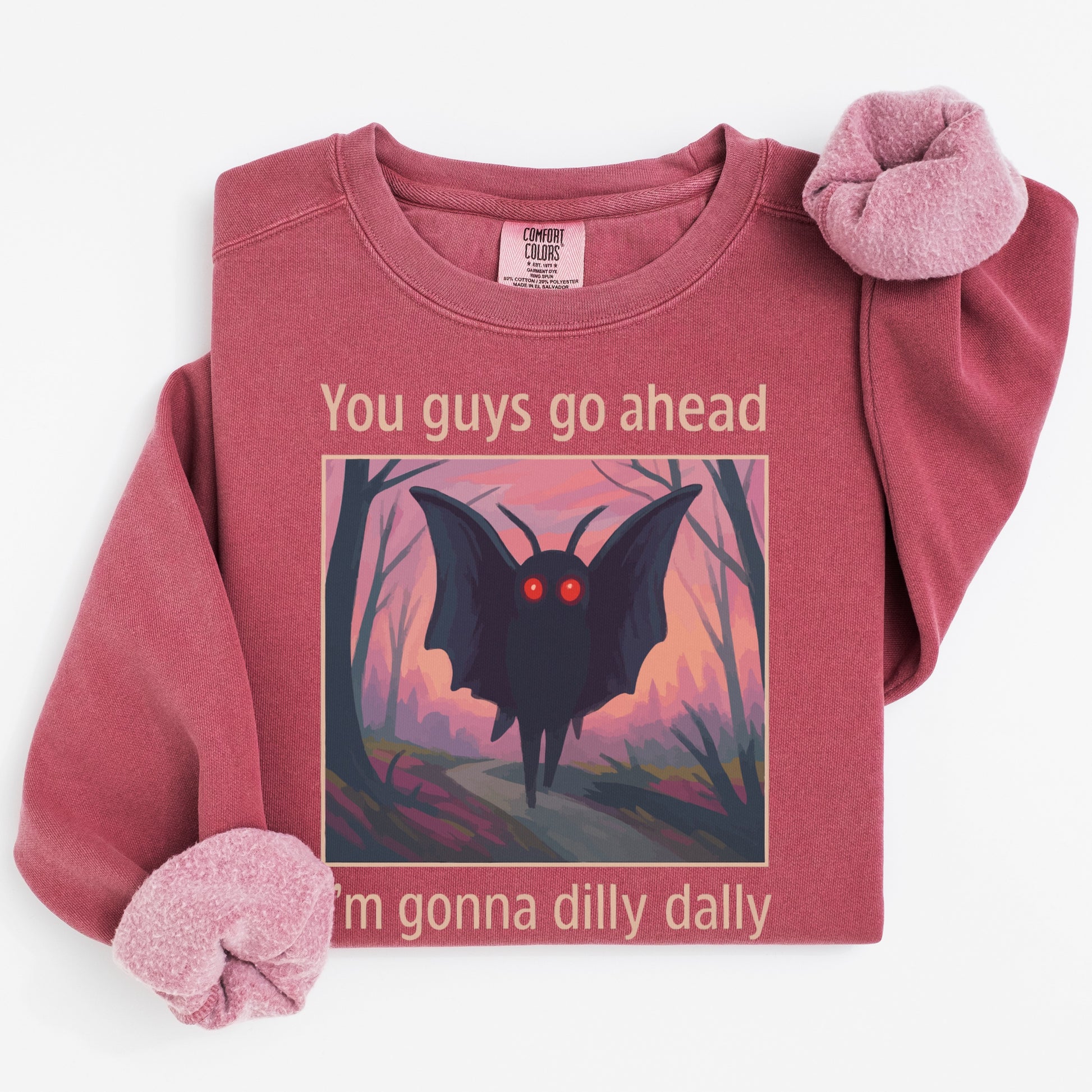 You guys go ahead I'm gonna dilly dally sweatshirt product