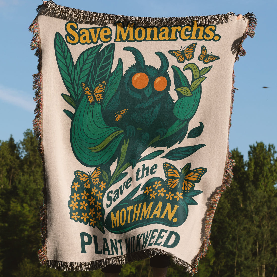 Save the Mothman Plant Milkweed Tapestry product