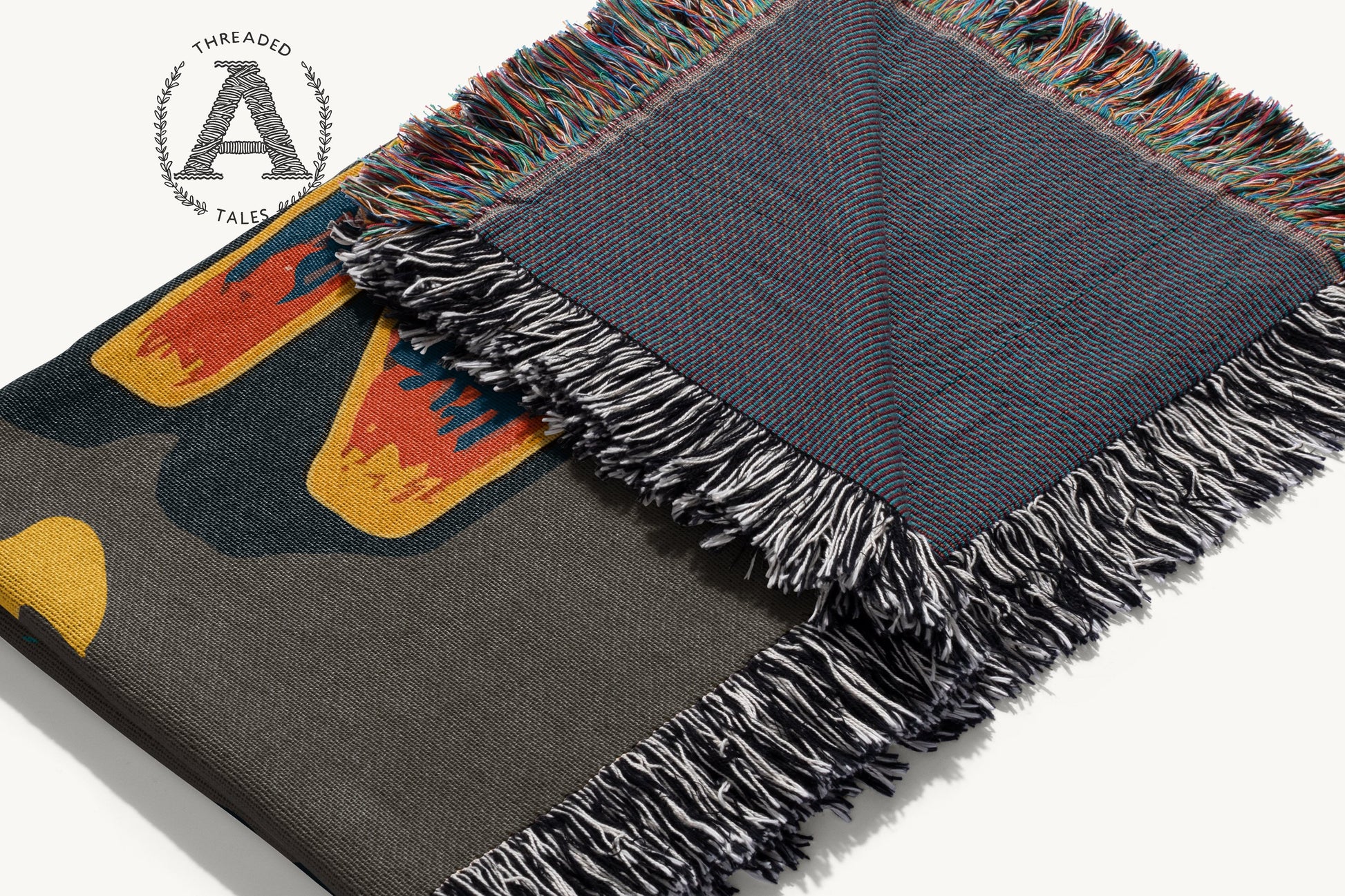 Colorful Patterned Fringe Edged Decorative Blanket product