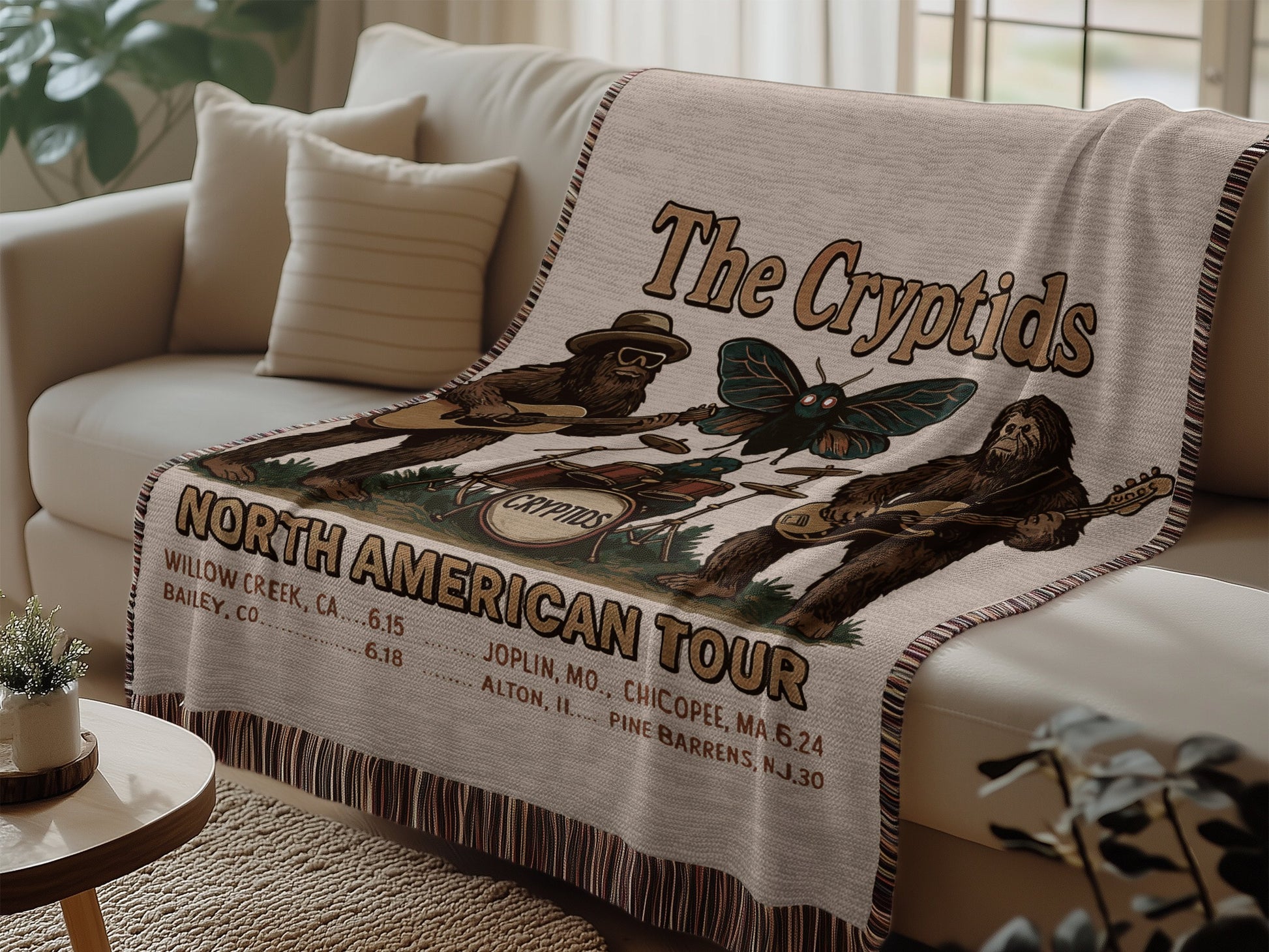 The Cryptids North American Tour themed blanket product