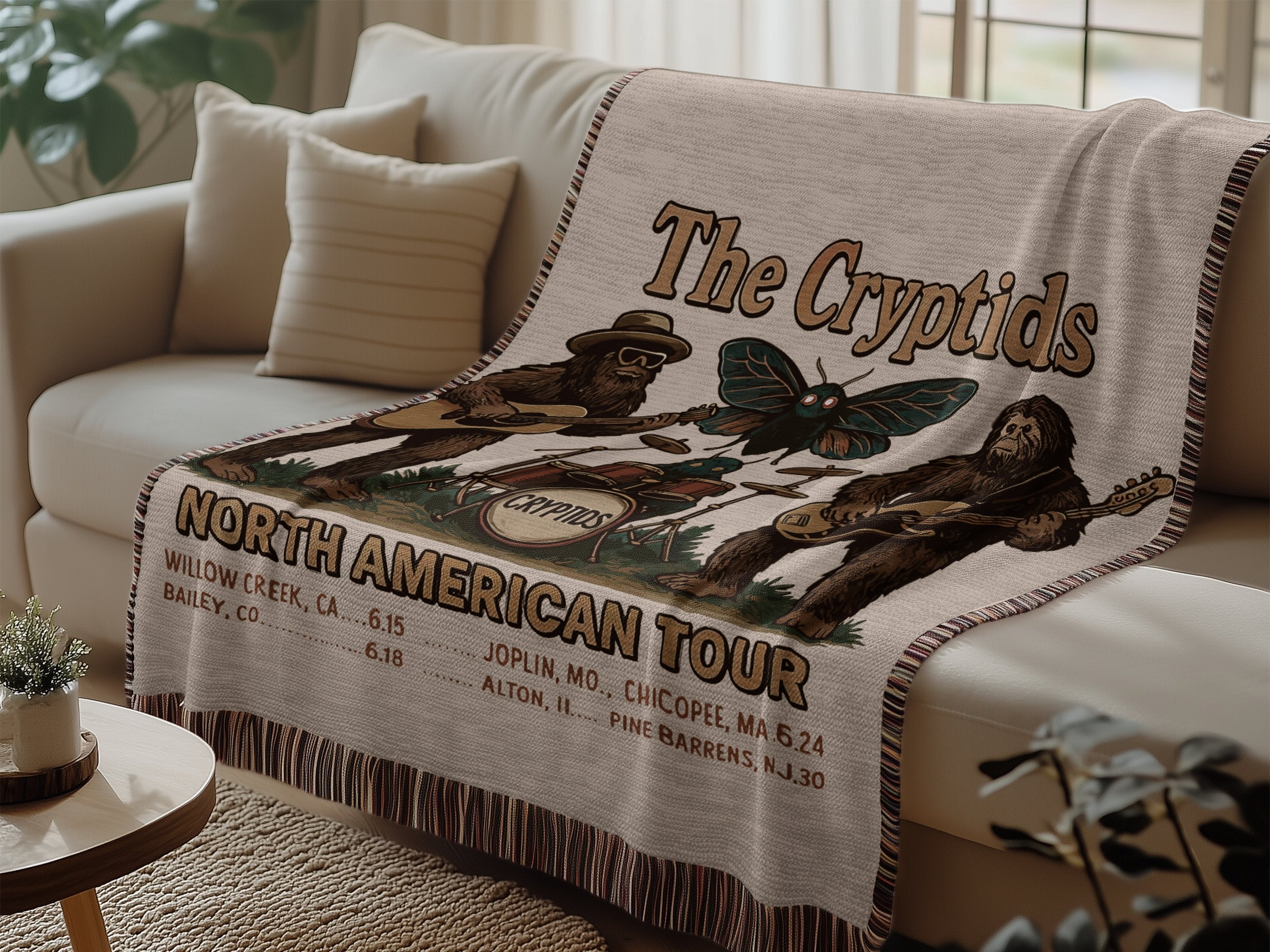 The Cryptids North American Tour themed blanket product